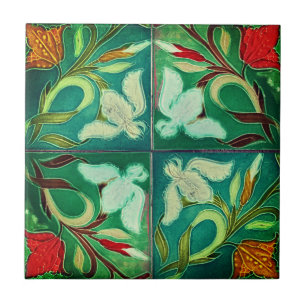 Pintura antiga mosaica de azulejo cerâmico de flor