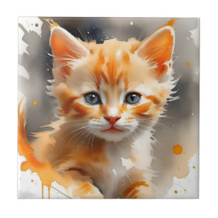 Pintura aquosa de um gato laranja giro