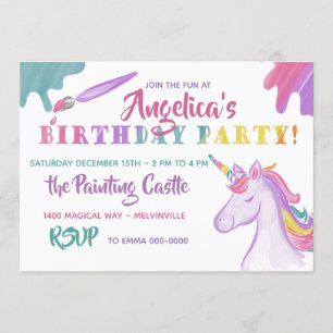 Pintura Arco-Íris e Convite Unicórnio