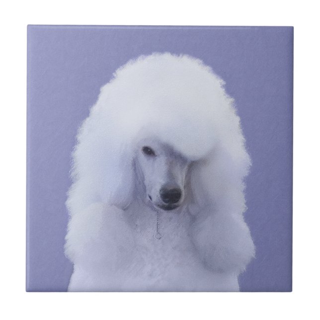 Pintura Branca de Poodle Padrão - Arte Cão Origina (Frente)