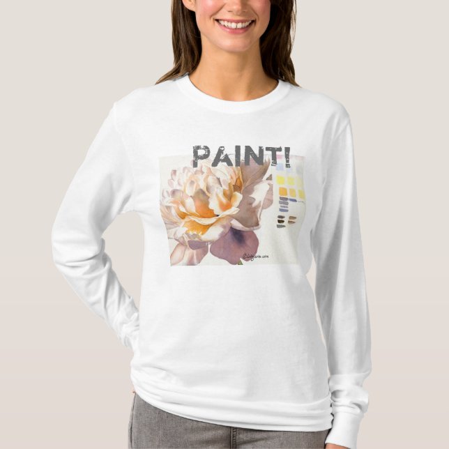 Pintura! Camiseta da aguarela da flor (Frente)