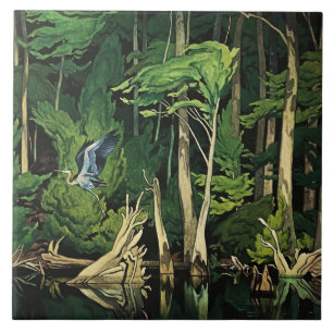 Pintura Canadense de Garça Azul por A J Casson