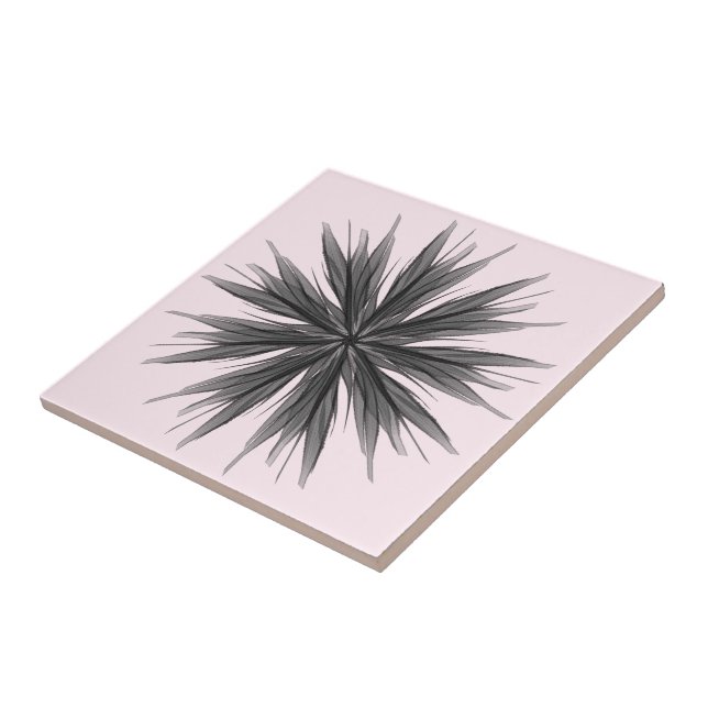 Pintura Circular Preta e Cinza de Folhas Emplumada (Lateral)