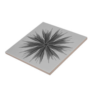 Pintura Circular Preta e Cinza de Folhas Emplumada