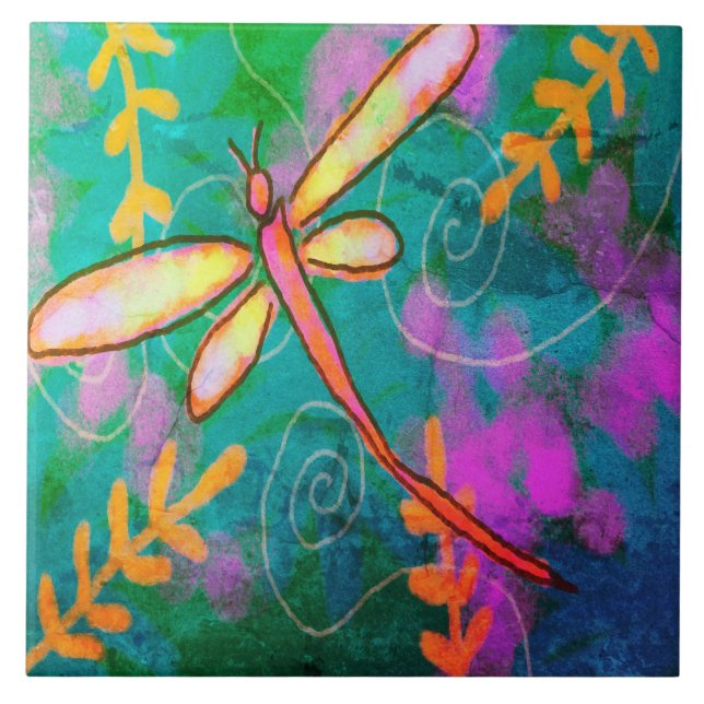 Pintura Colorida Abstrato Dragonfly (Frente)