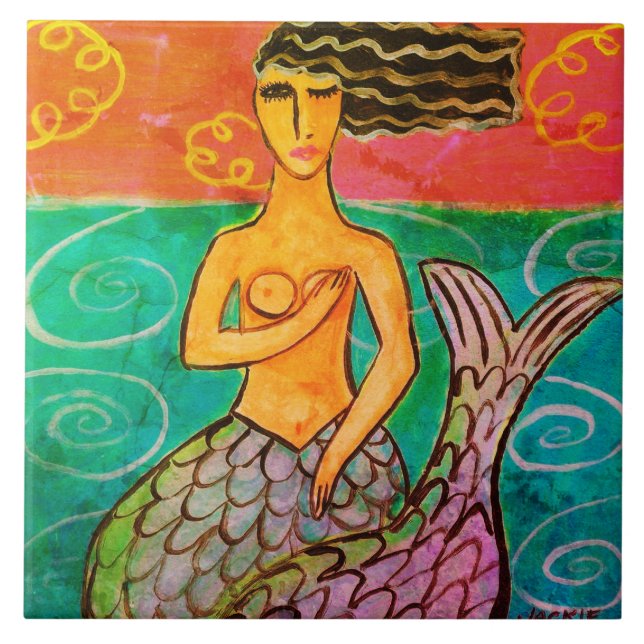Pintura Colorida de Abstrato Mermaid (Frente)