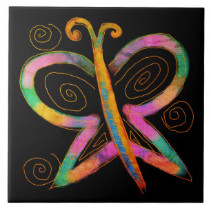 Pintura Colorida de Borboleta Abstrata
