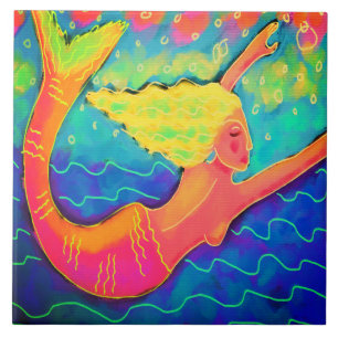 Pintura colorida de sereia digital Abstrato