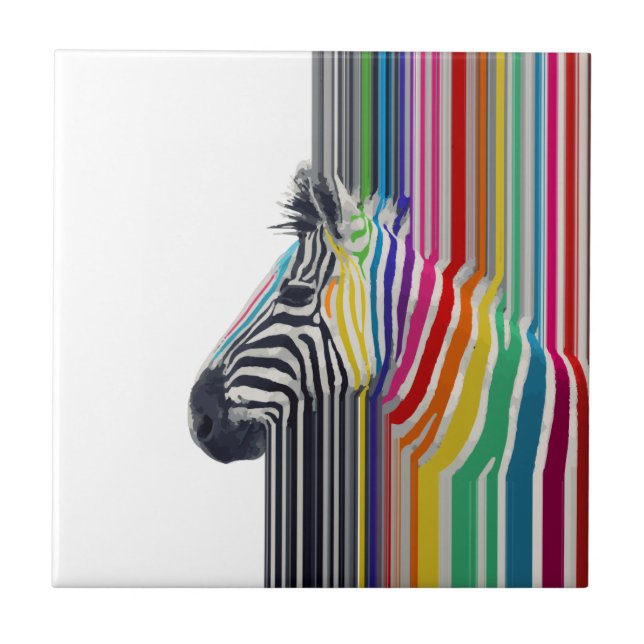 Pintura Colorida de Stripes Zebra Vibrantes (Frente)