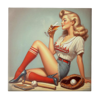 Pintura com Rapariga de Baseball Retroativa