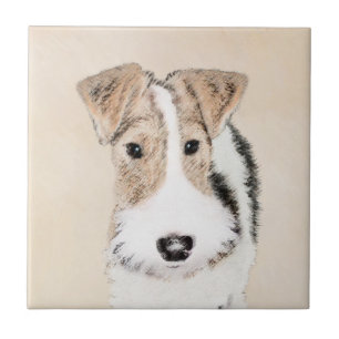 Pintura com terrier de Fox com fio - Arte canina o