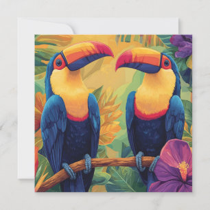 Pintura com tucano vibranteAves tropicais no paraí