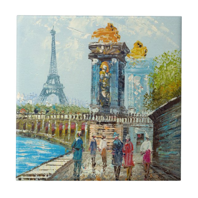 Pintura da cena da torre Eiffel de Paris (Frente)