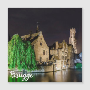 Pintura da cidade antiga de Bruges e da torre de B