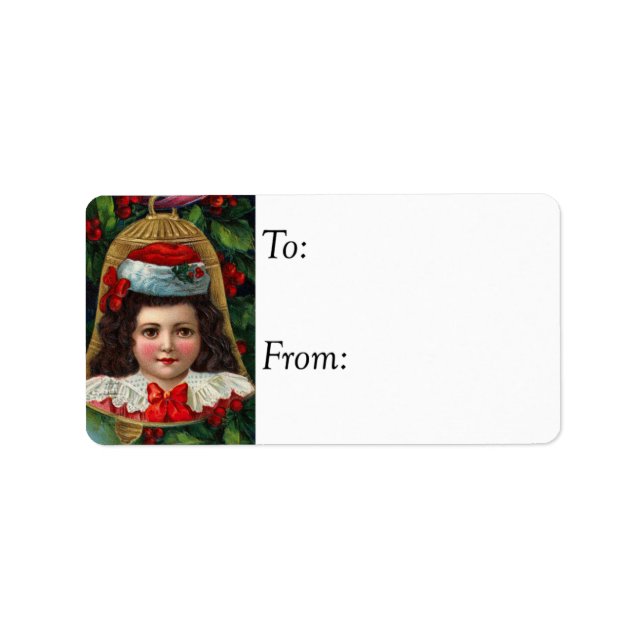 Pintura da Menina Bonita na Etiqueta do Presente d (Frente)