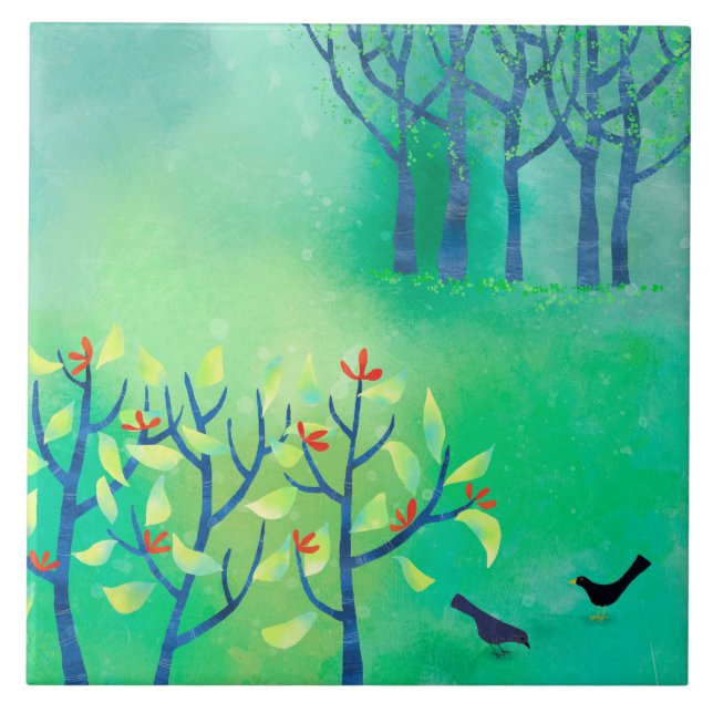 Pintura da Paisagem Verde Moderna de abril (Frente)