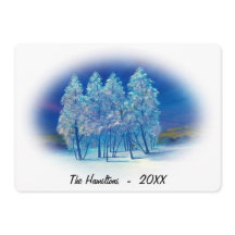 Pintura das Luzes do Norte das Árvores Azuis