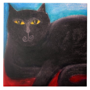Pintura de Abstrato de Gato Negro