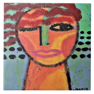 Pintura de Abstrato vermelho de uma mulher no Cons