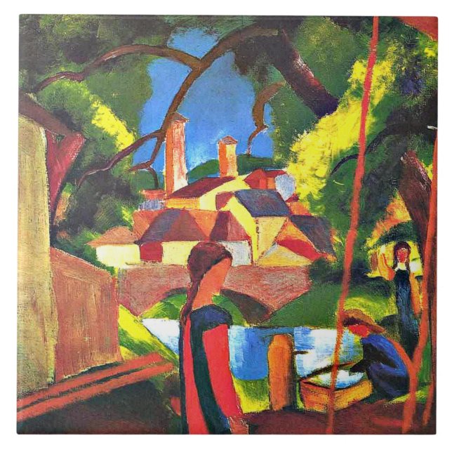 Pintura de August Macke, Crianças na Fonte (Frente)