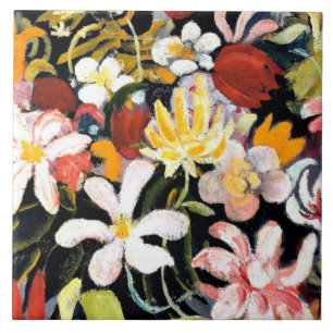 Pintura de August Macke, tapete de flores,