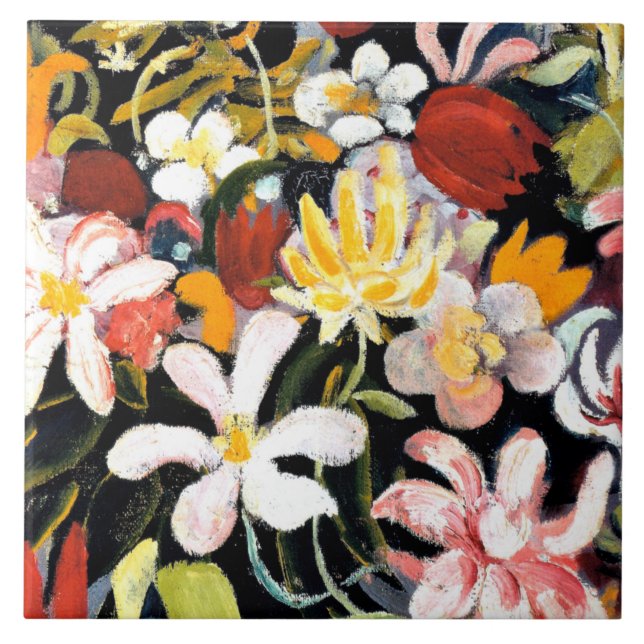 Pintura de August Macke, tapete de flores, (Frente)