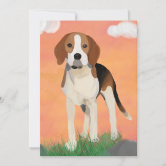 Pintura de Beagle - Cartão de Aniversário