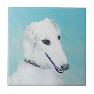 Pintura de Borzoi (branca) - Arte de Cachorro Orig