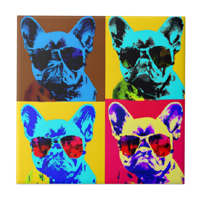 Pintura de buldogue francês no estilo pop art (Frente)