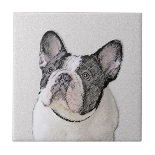 Pintura de Bulldog Francês (Brindle Pied) - Arte C (Frente)