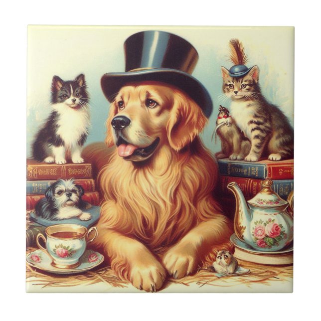 Pintura de Cachorro de Vintagem Cura (Frente)