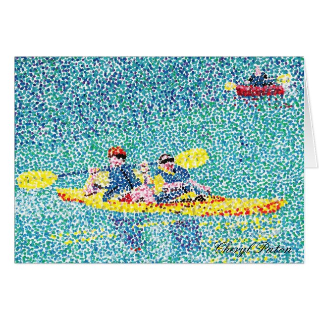 Pintura de caiaque pointilística, Cartões (Frente Horizontal)