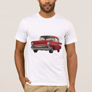 Pintura de camisetas de carros vermelhos antigos