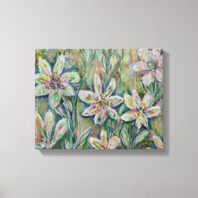 Pintura de Canvas Floral de 14" x 11" com Abstrato (Frente)