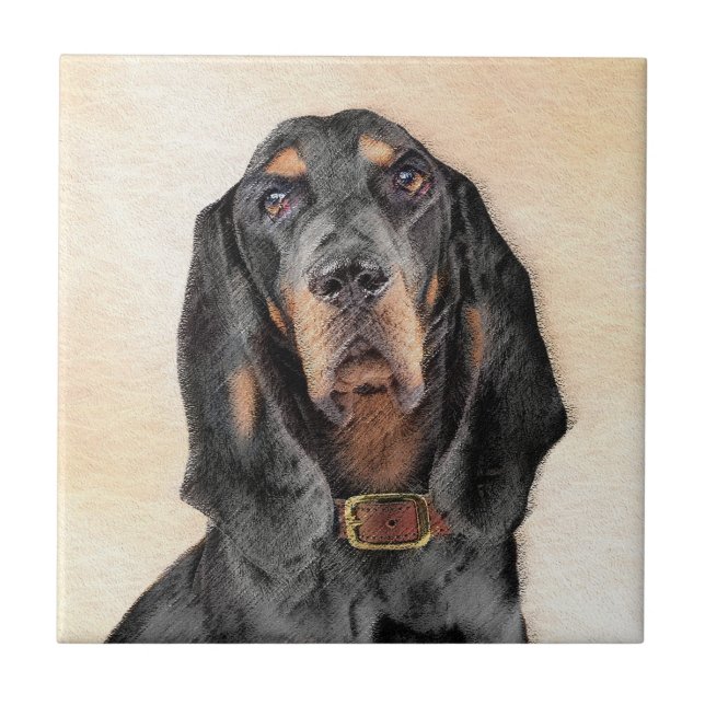 Pintura de Coonhound Black & Tan - Arte Original d (Frente)
