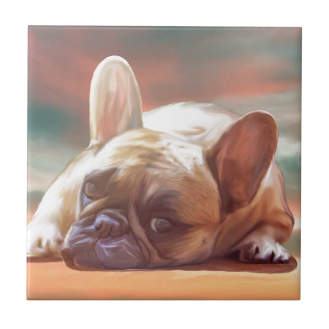 Pintura de Cores de Água do Bulldog Francês (Frente)