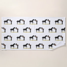 Pintura De Cowgirl Com Padrão De Toalha De Praia E