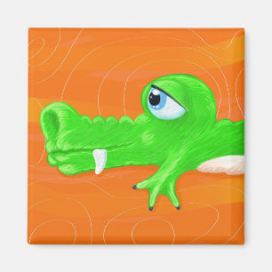 Pintura de crocodilo engraçado, imã