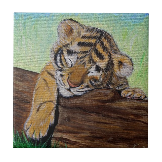 Pintura De Cubo De Tigre Com Dormência (Frente)