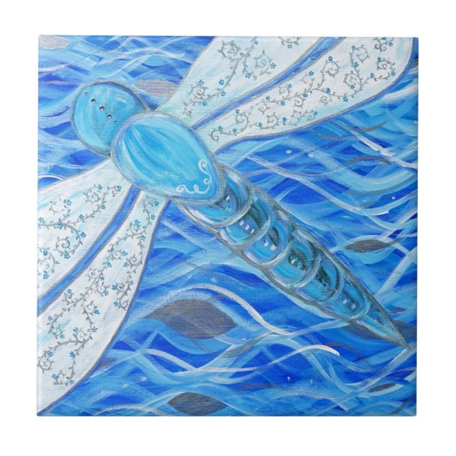 Pintura de Dragonfly azul e prata (Frente)