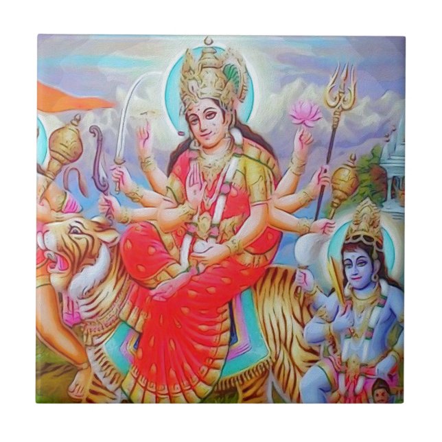 Pintura de Durga Ji da deusa (Frente)
