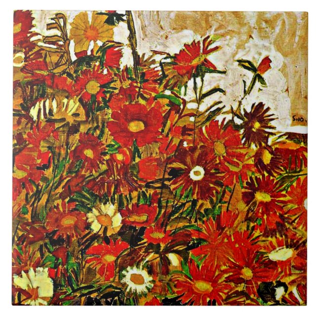 Pintura de Egon Schiele, Campo de Flores (Frente)