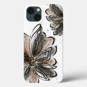 Pintura de flor marrom glamorosa