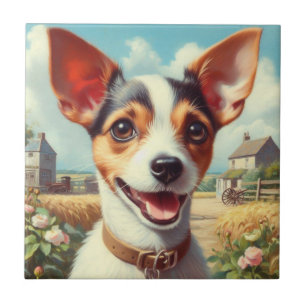 Pintura de Fox Terrier com Toy