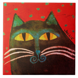 Pintura de Gato abstrato preto