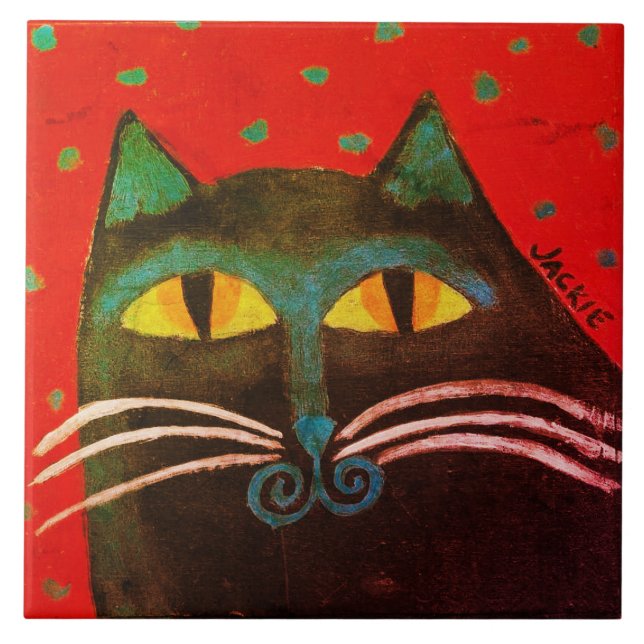 Pintura de Gato abstrato preto (Frente)