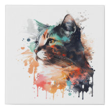 Pintura de Gato de Aquarela