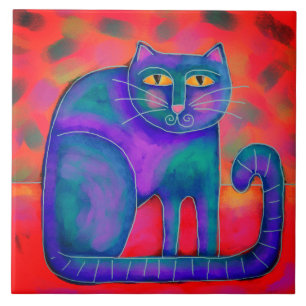 Pintura de Gato Digital Abstrata Original