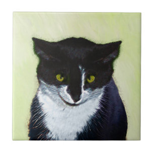 Pintura de Gato Tuxedo - Arte de Gato Original Cus