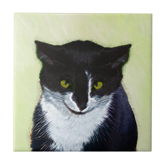 Pintura de Gato Tuxedo - Arte de Gato Original Cus (Frente)